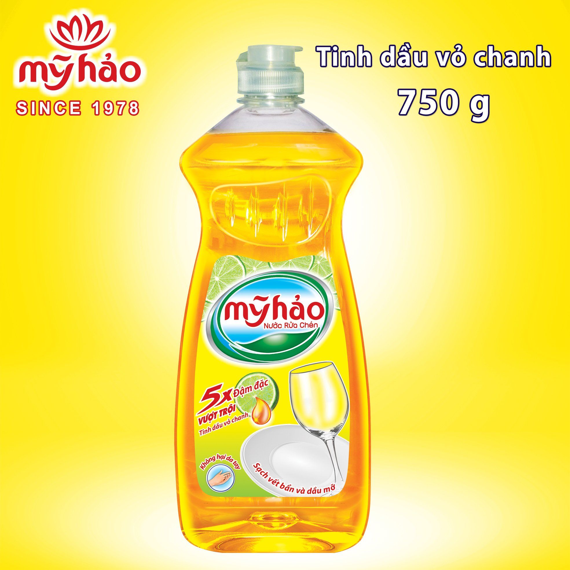  NƯỚC RỬA CHÉN MỸ HẢO 5X HƯƠNG CHANH 390GR X 24 CHAI 