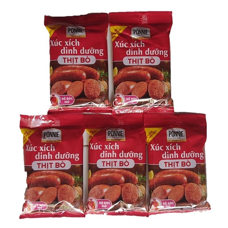  XÚC XÍCH TIỆT TRÙNG PONNIE VỊ BÒ 20 GÓI X5 CÂY X 35GR 