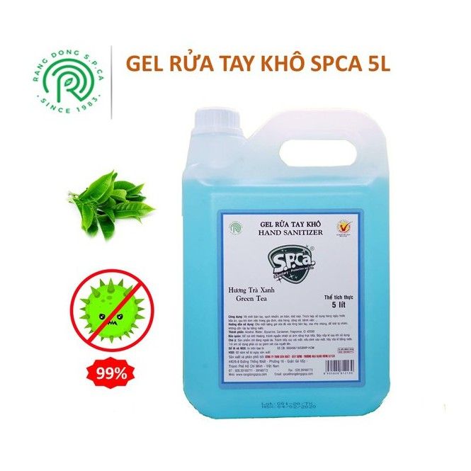  GEL RỬA TAY KHÔ SPCA HƯƠNG TRÀ XANH 5 LÍT 