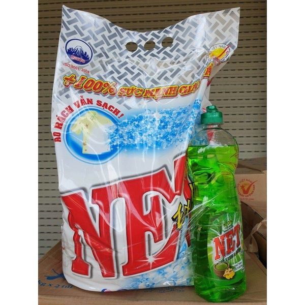  COMBO BỘT GIẶT NET EXTRA 2 TÚI X 5,5KG + NƯỚC RỬA CHÉN NET TRÀ XANH & GÙNG CHAI X 750G 