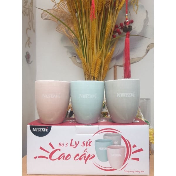  HỘP 3 Ly sứ cao cấp Nescafe 