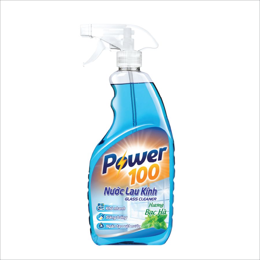  NƯỚC LAU KÍNH POWER100 H.BẠC HÀ 500ML X 24 CHAI 