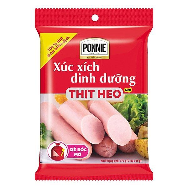  XÚC XÍCH TIỆT TRÙNG PONNIE VỊ HEO 20 GÓIX 5 CÂY X 35GR 