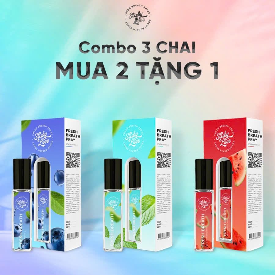  Sticky Love - Combo 2 chai xịt thơm miệng (tặng 1 chai) 