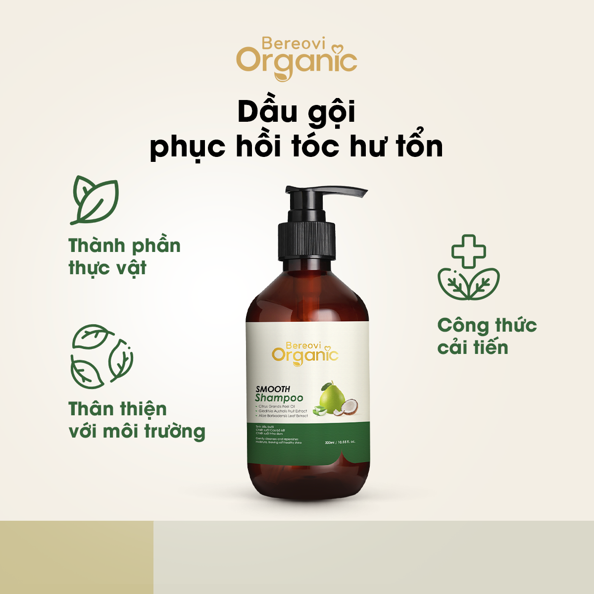  Bereovi - Dầu gội organic phục hồi tóc hư tổn 