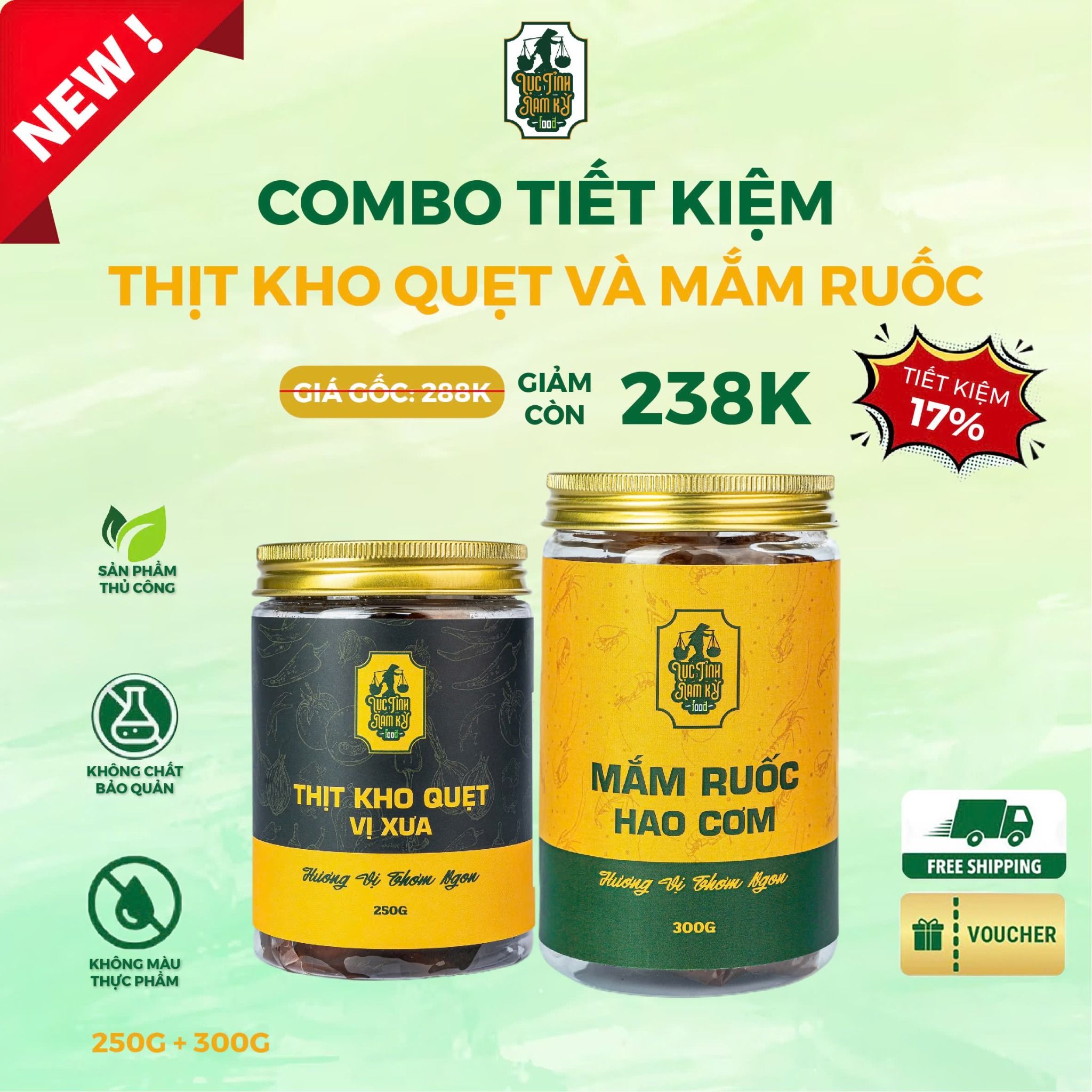  Combo Mắm Ruốc Hao Cơm 500gr + Kho Quẹt 250gr 