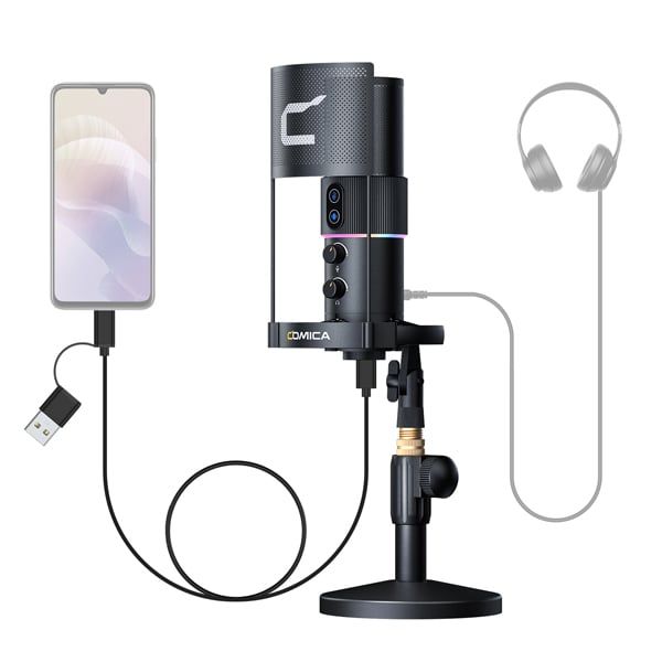 Comica STA-U2D || RGB Cardioid Condenser USB Microphone Kit