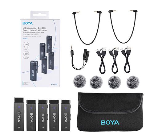 Boya BY-W4 Micro Wireless không dây 2.4G Phiên bản nâng cấp - 1 Nhận 4 Phát