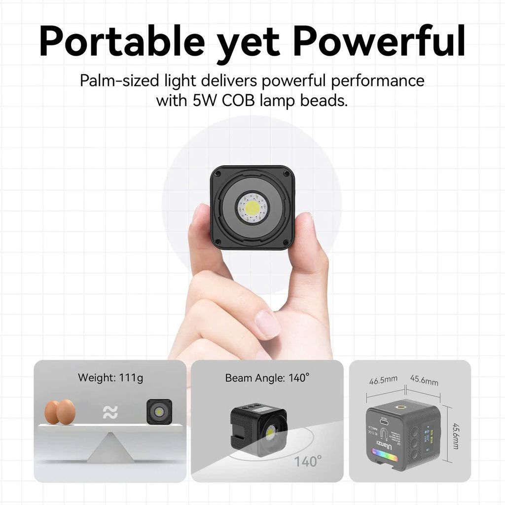 Ulanzi L3 RGB Đèn Led Cob mini 2700 - 7000K công suất 5W