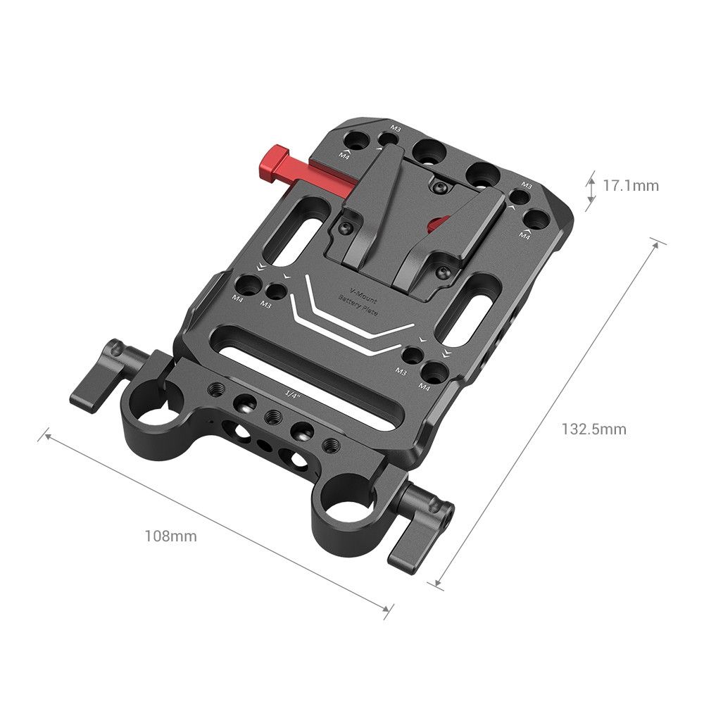 SmallRig V Mount Battery Plate with Dual 15mm Rod Clamp 3016