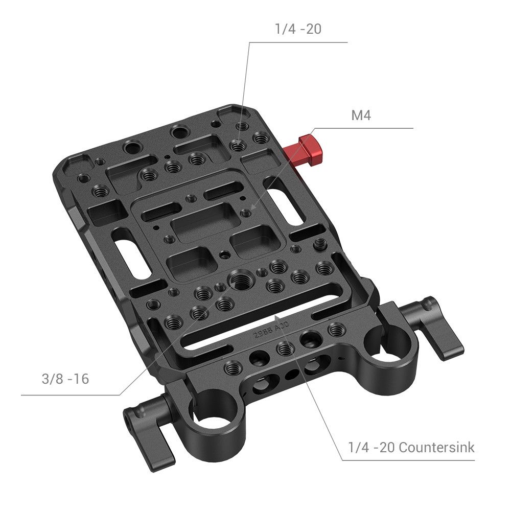 SmallRig V Mount Battery Plate with Dual 15mm Rod Clamp 3016