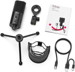 FIFINE K683A TYPE C USB MIC WITH A POP FILTER, A VOLUME DIAL, A MUTE BUTTON & A MONITORING JACK FOR RECORDING