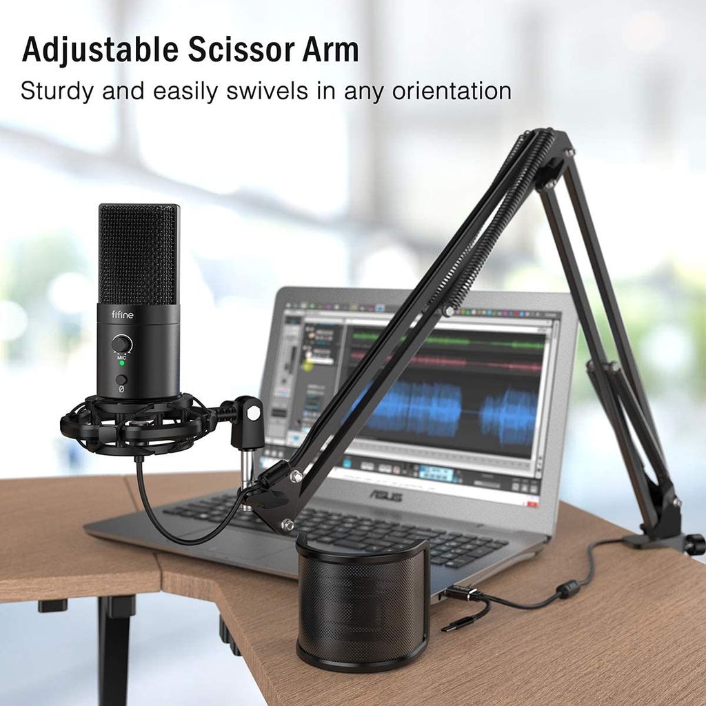 FIFINE T683 USB MICROPHONE BUNDLE WITH A MUTE BUTTON, A VOLUME DIAL & A MONITORING JACK FOR PC/MAC/MOBILE