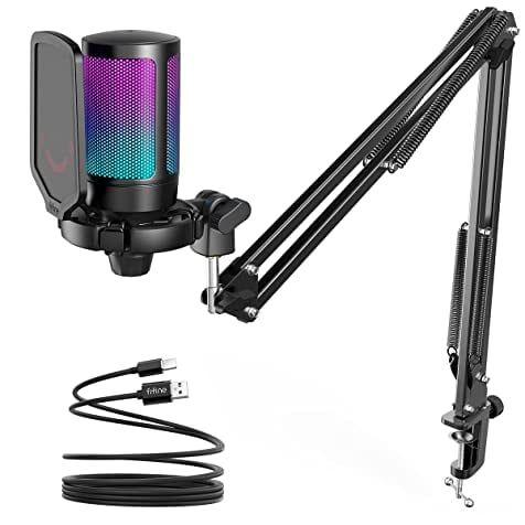 Fifine A6T Mic thu âm đặc biết có hiệu ứng đèn RGB - Micro AMPLIGAME USB