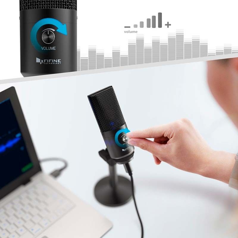 FIFINE K670B USB MIC WITH A LIVE MONITORING JACK FOR STREAMING PODCASTING ON MAC/WINDOWS