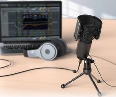FIFINE K683A TYPE C USB MIC WITH A POP FILTER, A VOLUME DIAL, A MUTE BUTTON & A MONITORING JACK FOR RECORDING