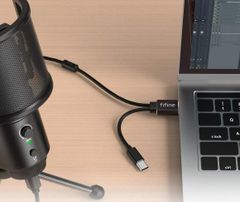 FIFINE K683A TYPE C USB MIC WITH A POP FILTER, A VOLUME DIAL, A MUTE BUTTON & A MONITORING JACK FOR RECORDING