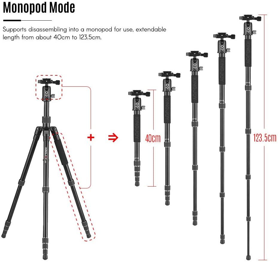 Chân Máy Ảnh G22 + G00 Portable Travel Camera Tripod Monopod with 360 Degree Ball Head – Chính Hãng KINGJOY (Aluminum)