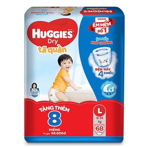 Tã quần Huggies Skin Care cỡ L (68M + 8M Tã quần L)