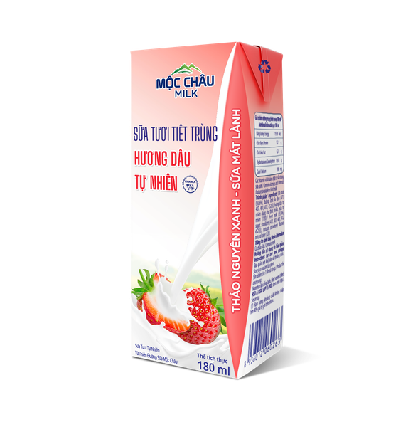Sữa Tươi Tiệt Trùng hương dâu Mộc Châu Milk 180ml