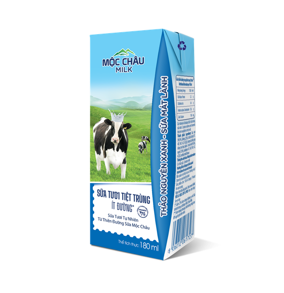 Sữa Tươi Tiệt Trùng ít đường Mộc Châu Milk 180ml