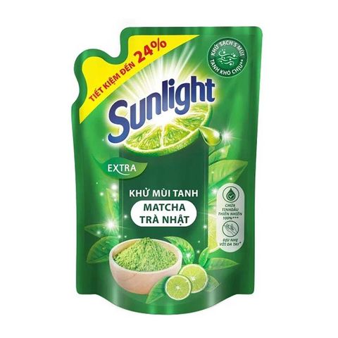 SUNLIGHT Nước rửa chén Trà Xanh 3.4kg khử 5 mùi tanh