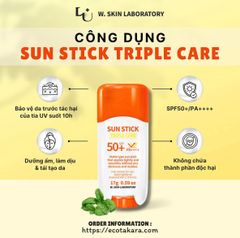 {HÀNG CHÍNH HÃNG} Sáp chống tia UV TRIPLE CARE SUN STICK SPF50+/ PA++++ (17g) ngăn chặn nám, tàn nhang dạng sáp lụa trơn mượt mà, bảo vệ da toàn diện khi hoạt động ngoài trời, tiện bỏ túi khi dùng chỉ cần mang ra lăn vào khu vực da cần bảo vệ