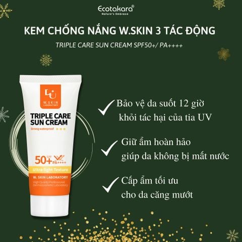 Kem chống nắng phổ rộng TRIPLE CARE SUN CREAM SPF 50+/ PA++++(60ml) mỏng nhẹ, không để lại vết trắng, không bết dính, hiệu quả ngay sau khi thoa