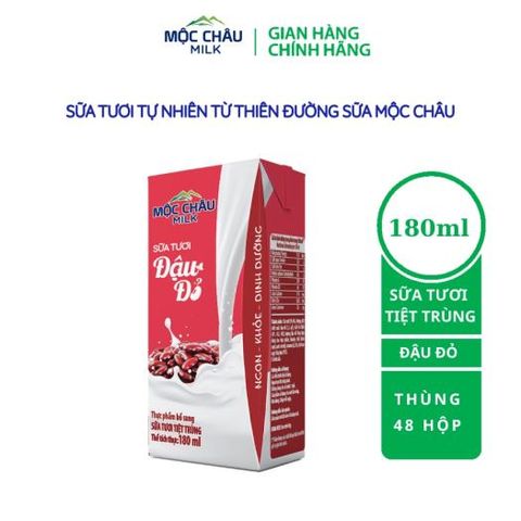 Sữa Tươi Tiệt Trùng đậu đỏ Mộc Châu Milk 180 LEAF