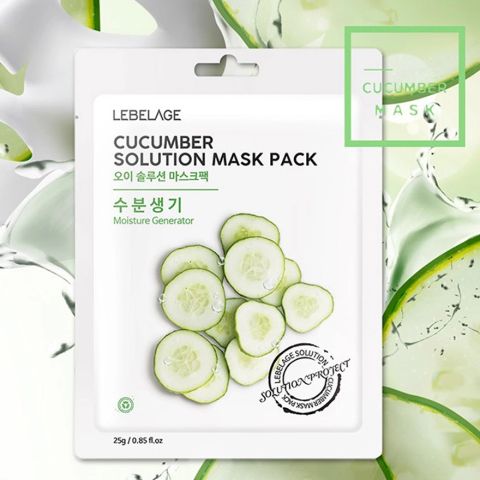 Mặt Nạ Lebelage Cucumber Solution Mask Pack Moisture Generator Chiết Xuất Từ Dưa Leo 25g