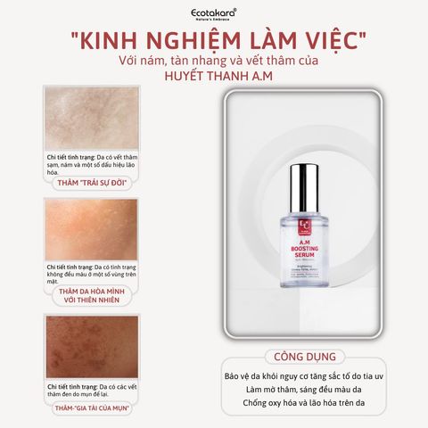Huyết thanh tăng cường giảm nám, sạm A.M (Anti-Melasma) Boosting Serum (30ml) da tươi trẻ, trắng sáng chuẩn Hàn