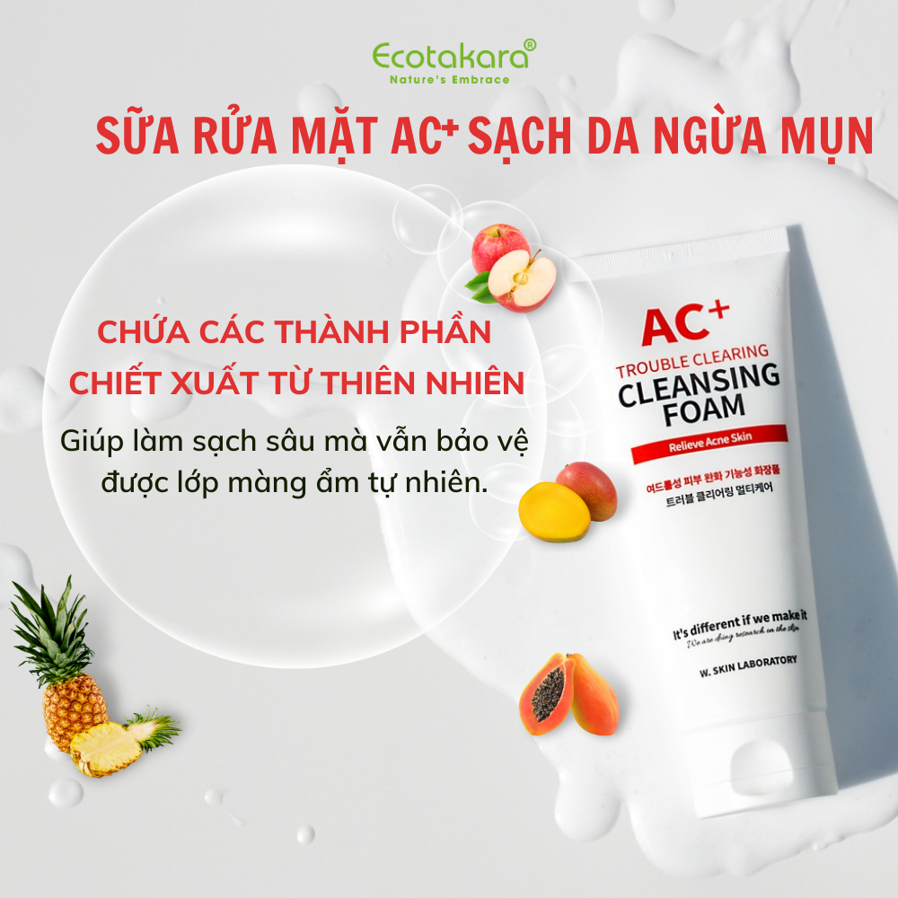 Sữa rửa mặt cho da dầu mụn AC+ TROUBLE CLEARING CLEANSING FOAM (150ml) giúp đánh bay bụi bẩn, kiểm soát bã nhờn và làm giảm mụn hiệu quả{Có tem phụ nhập khẩu chính ngạch}