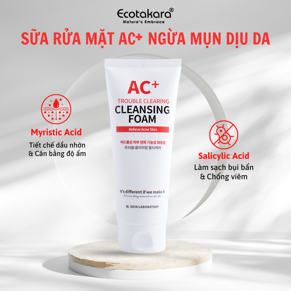 Sữa rửa mặt cho da dầu mụn AC+ TROUBLE CLEARING CLEANSING FOAM (150ml) giúp đánh bay bụi bẩn, kiểm soát bã nhờn và làm giảm mụn hiệu quả{Có tem phụ nhập khẩu chính ngạch}