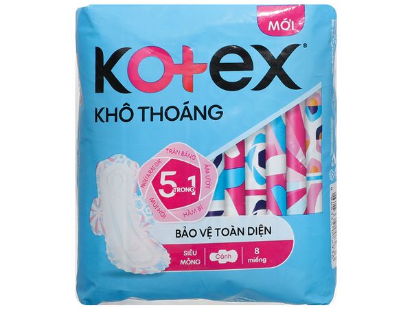 BVS Kotex khô thoáng dày có cánh 8 miếng
