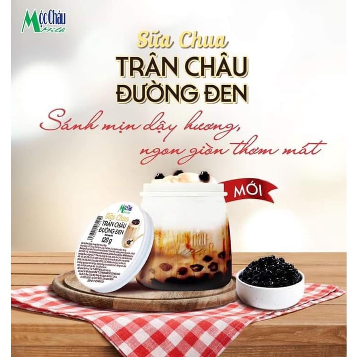 Sữa chua trân châu đường đen Mộc Châu 120g