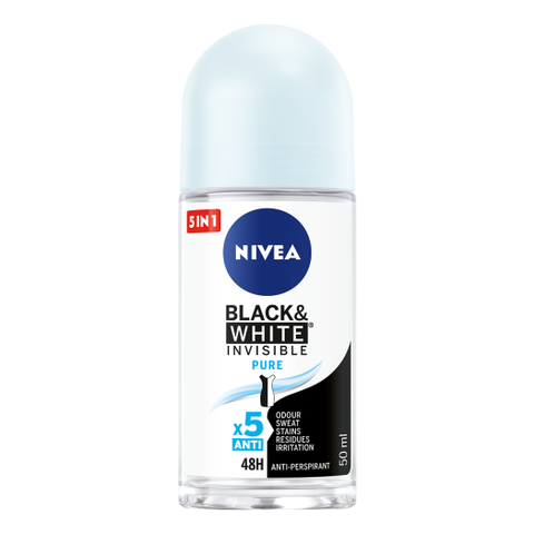 Lăn Ngăn Mùi NIVEA Black&White Ngăn Vệt Ố Vàng Vượt Trội - Thanh Mát Dịu Nhẹ 50 ml - 82234