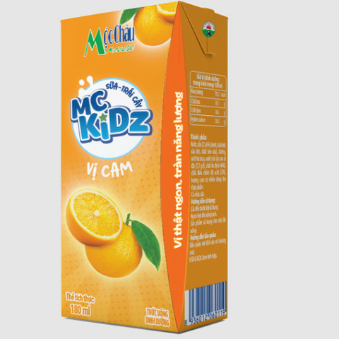 Mộc Châu Kidz Sữa - Trái cây vị Cam 180ml - LEAF