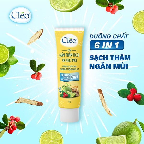 Kem Giảm Thâm Nách & Khử Mùi Cléo Dưỡng Sáng 6 Trong 1 35g