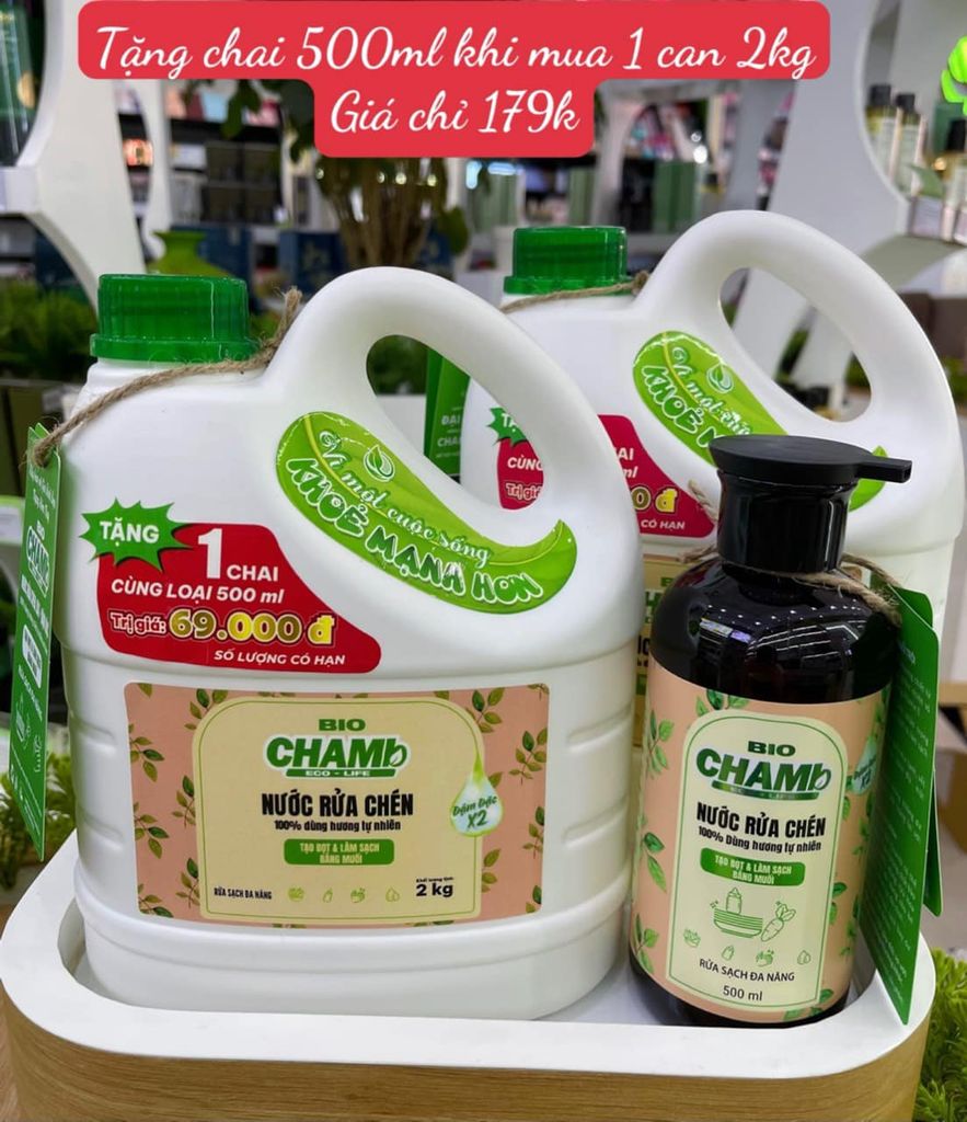 Nước rửa chén Bio Chamb 100% dùng hương chiết tự nhiên, công nghệ tạo bọt & làm sạch bằng muối, an toàn cho cả gia đình