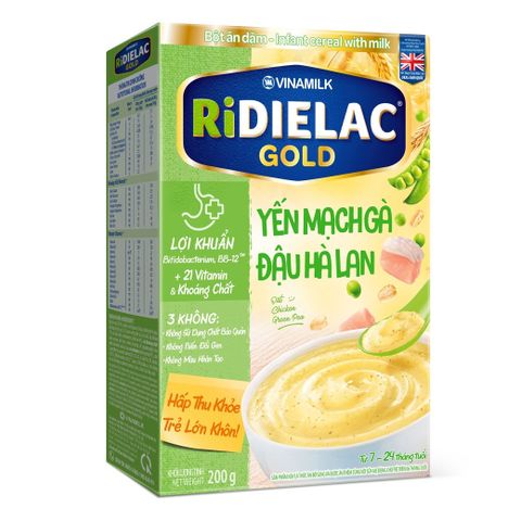 Bột Ăn Dặm Ridielac Gold Yến mạch Gà Đậu Hà Lan HG 200g