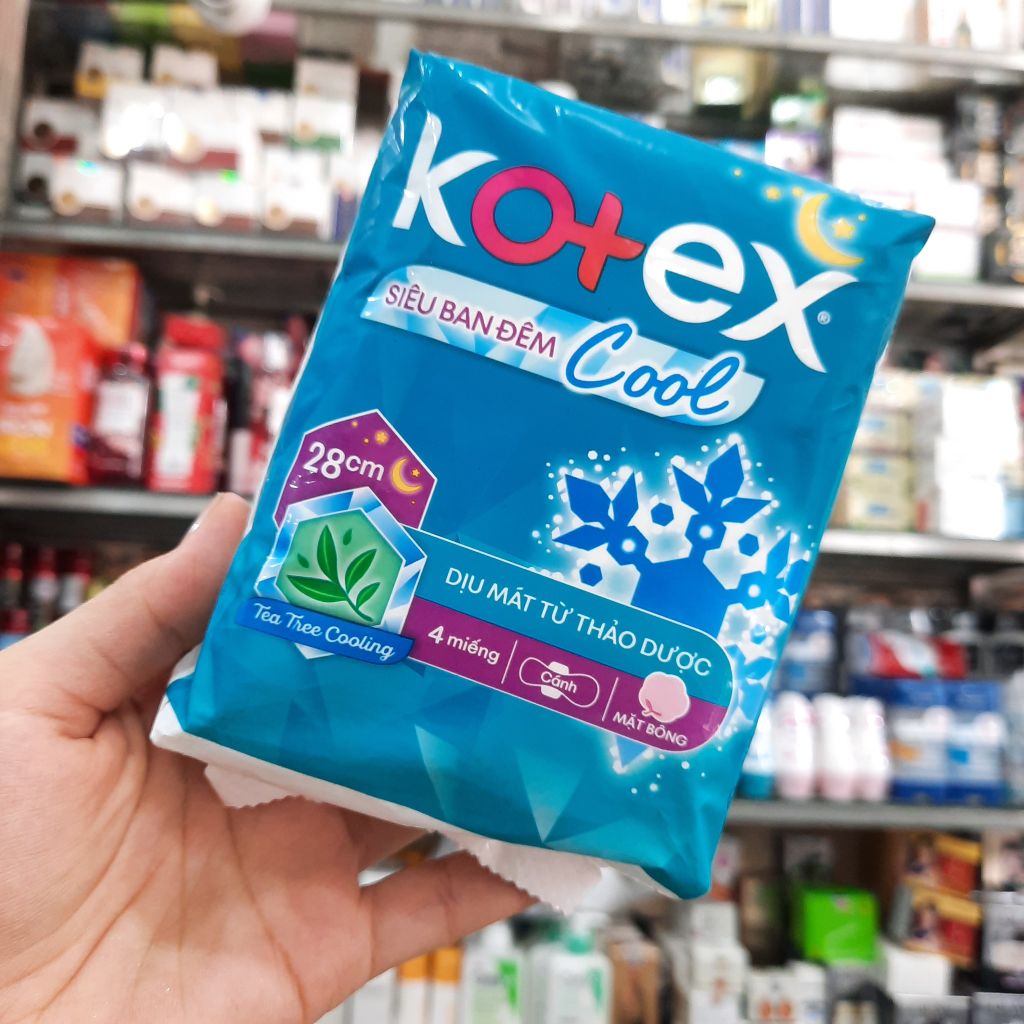 Băng Vệ Sinh Kotex Siêu ban đêm Cool 28cm SMC 4 miếng