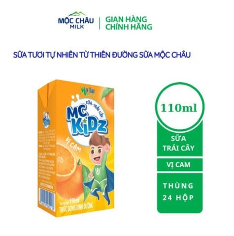 Mộc Châu Kidz Sữa - Trái cây vị Cam 110ml