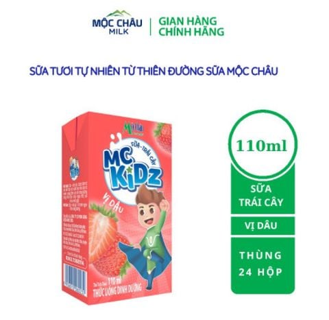 Mộc Châu Kidz Sữa - Trái cây vị Dâu 110ml