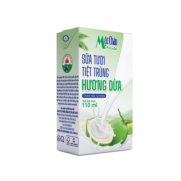 Sữa Tươi Tiệt Trùng hương dừa Mộc Châu Milk 110ml (BRIK)