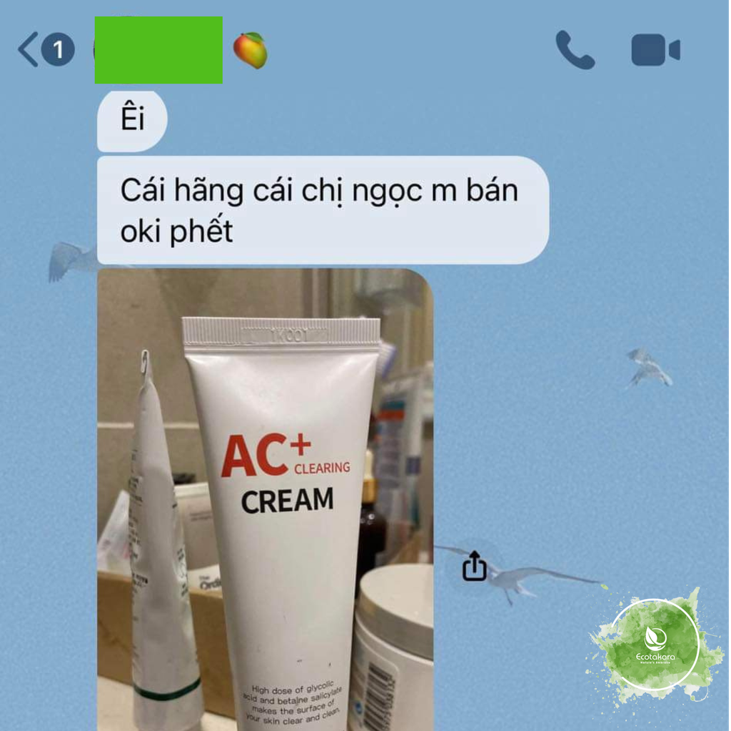 Kem dưỡng chuyên biệt dùng cho da dầu mụn AC+ CLEARING CREAM (60ml) {Có tem phụ nhập khẩu chính ngạch} giúp giảm mụn, mờ thâm mụn