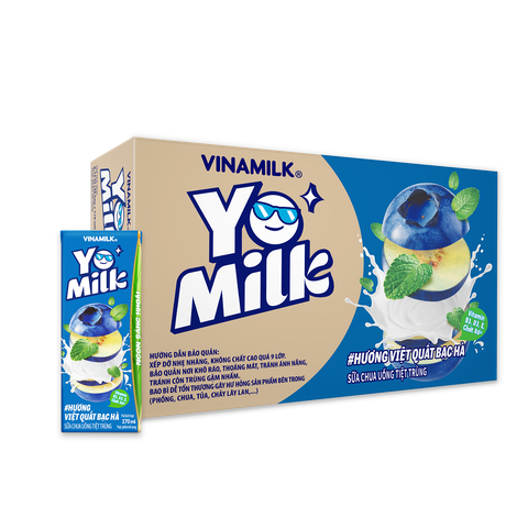 Sữa Chua Uống Tiệt Trùng hương việt quất bạc hà Vinamilk Yomilk 170ml