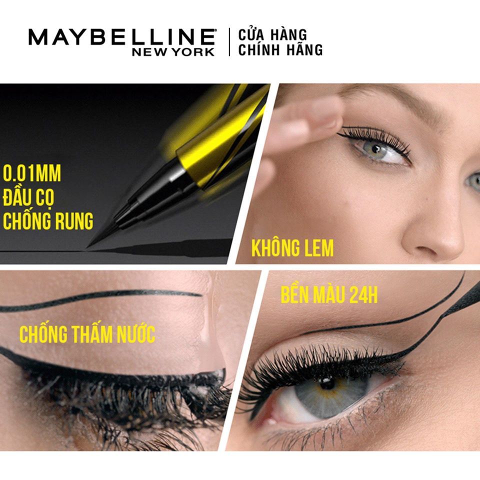 Bút Kẻ Mắt Nước Maybelline New York Hyper Sharp Extreme Liner 0.4g #BK-1 Ultra Black Đen sắc sảo