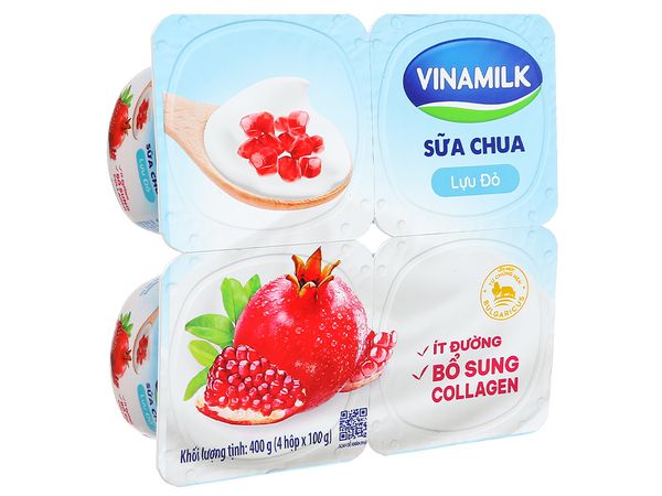 Sữa Chua Ăn Vinamilk Lựu đỏ ít đường Collagen 100g (24H/T)