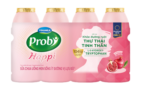 Sữa Chua Uống Probi Happi ít đường vị Lựu Đỏ 130ml