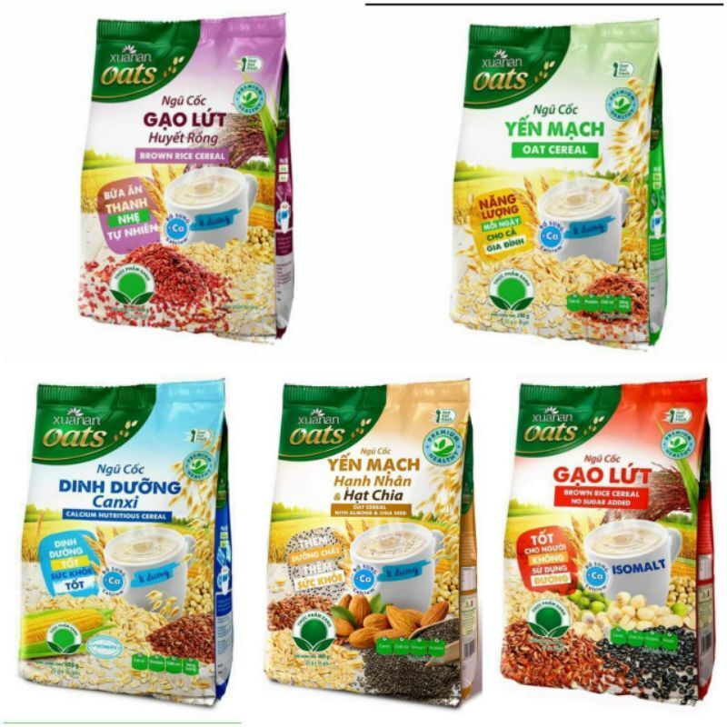 Ngũ Cốc Yến Mạch HẠNH NHÂN & HẠT CHIA ít đường túi 400gr
